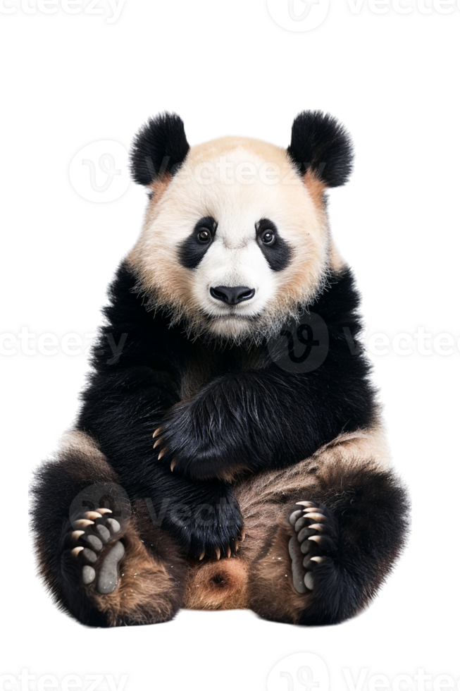 Panda seated alone against transparent backdrop png