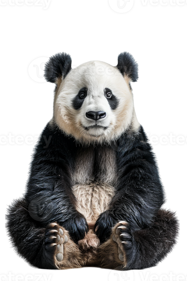 Panda seated alone against transparent backdrop png
