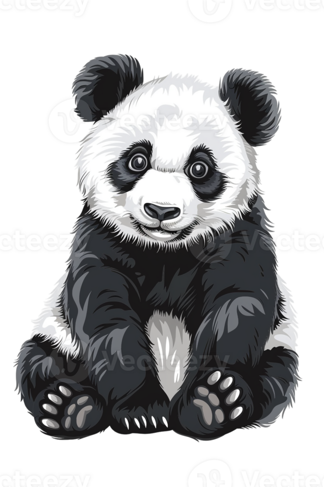 Panda seated alone against transparent backdrop png