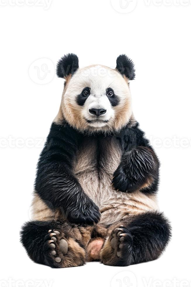 Panda seated alone against transparent backdrop png
