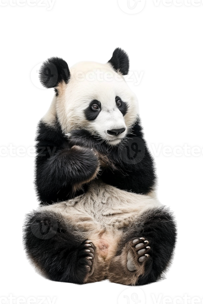 Panda seated alone against transparent backdrop png
