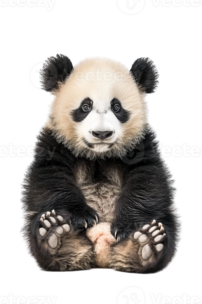 Panda seated alone against transparent backdrop png