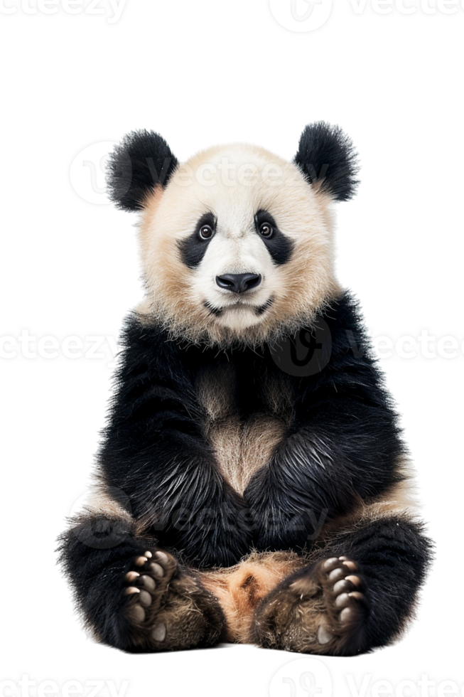 Panda seated alone against transparent backdrop png