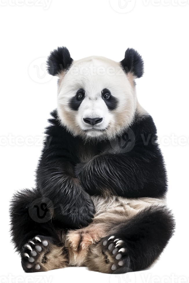 Panda seated alone against transparent backdrop png