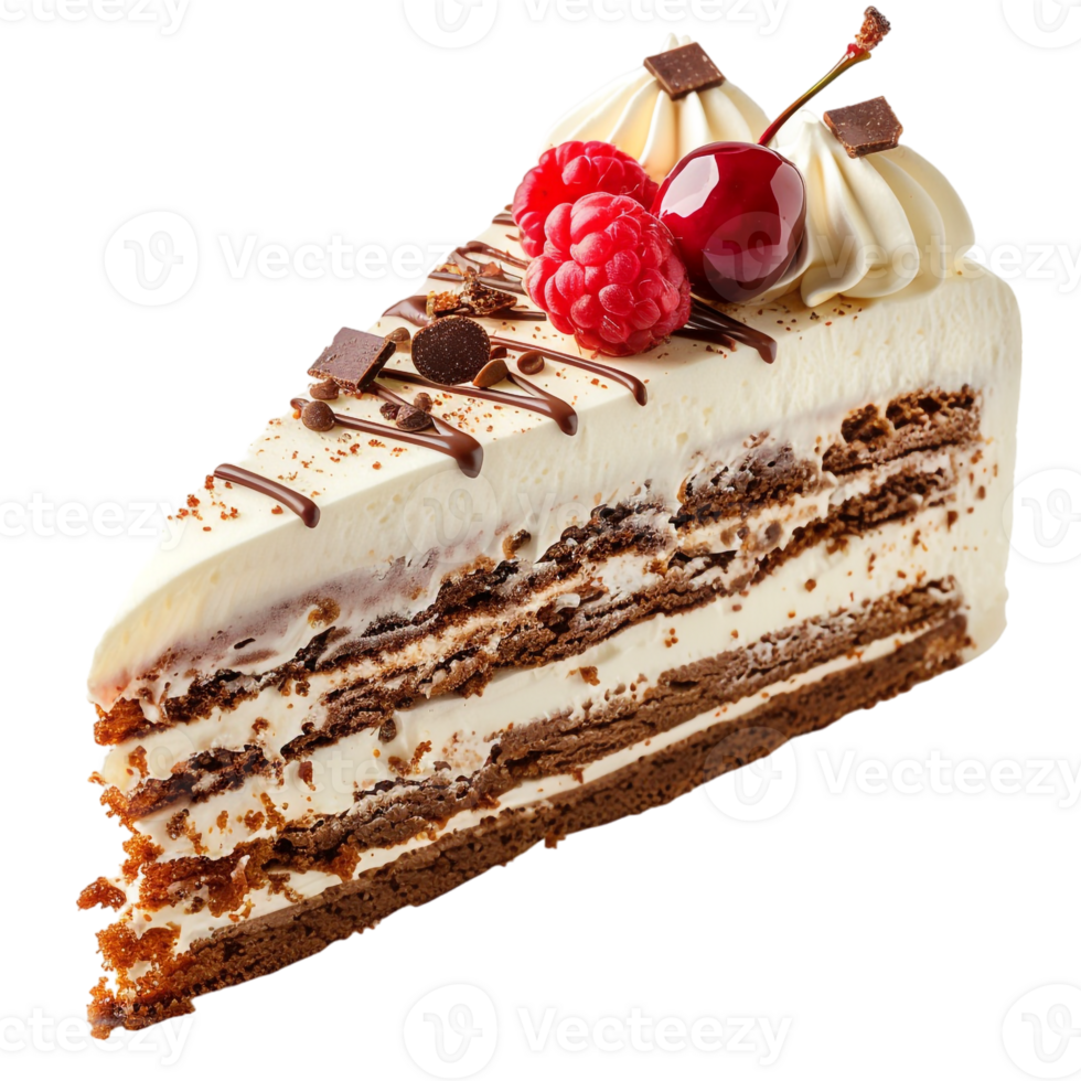 piece of cake with cream, isolated against a transparent background png