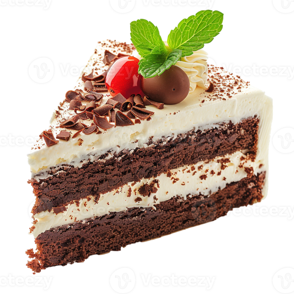 piece of cake with cream, isolated against a transparent background png