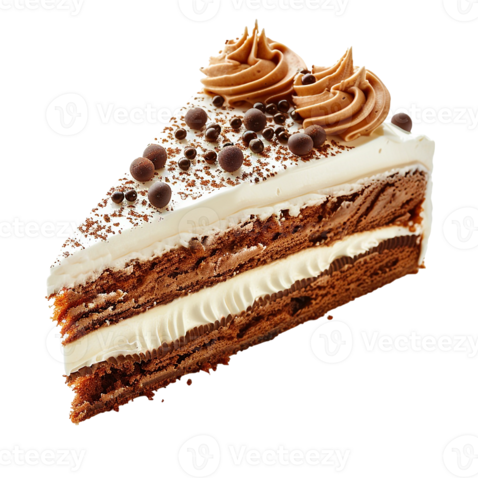 piece of cake with cream, isolated against a transparent background png