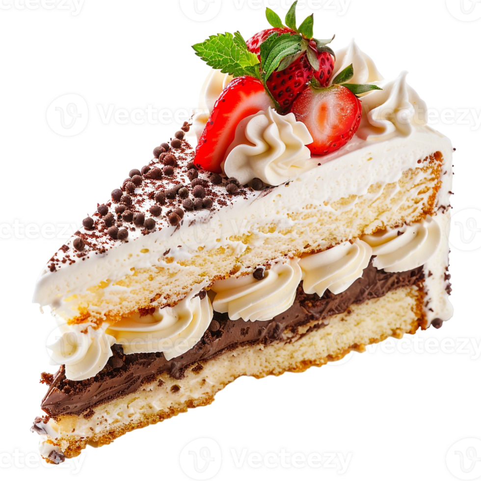 piece of cake with cream, isolated against a transparent background png