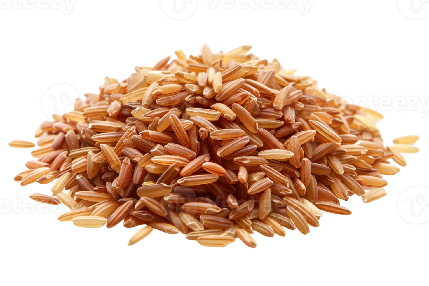 Pile of brown rice grains, isolated against a transparent background png