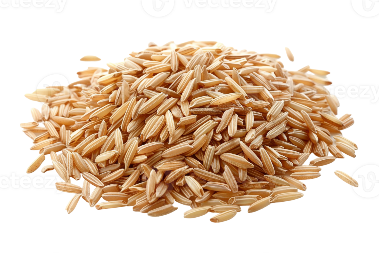 Pile of brown rice grains, isolated against a transparent background png