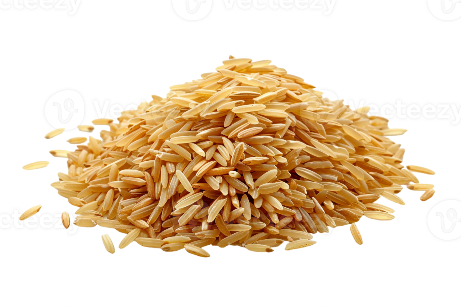 Pile of brown rice grains, isolated against a transparent background png