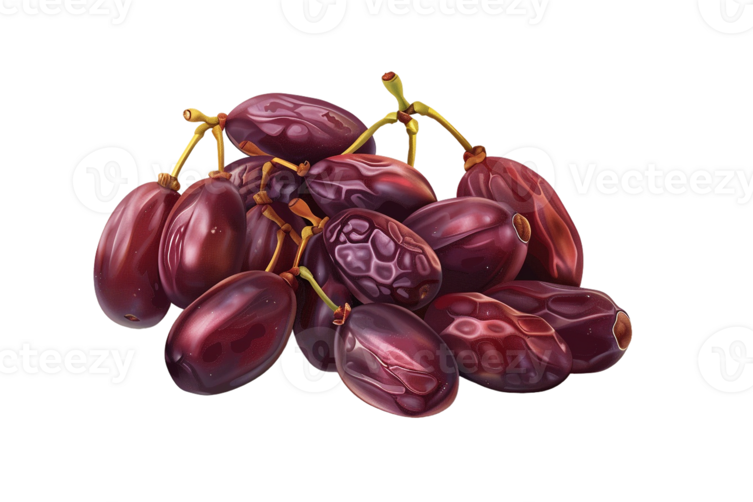 Pile of dates fruit, isolated against a transparent background png