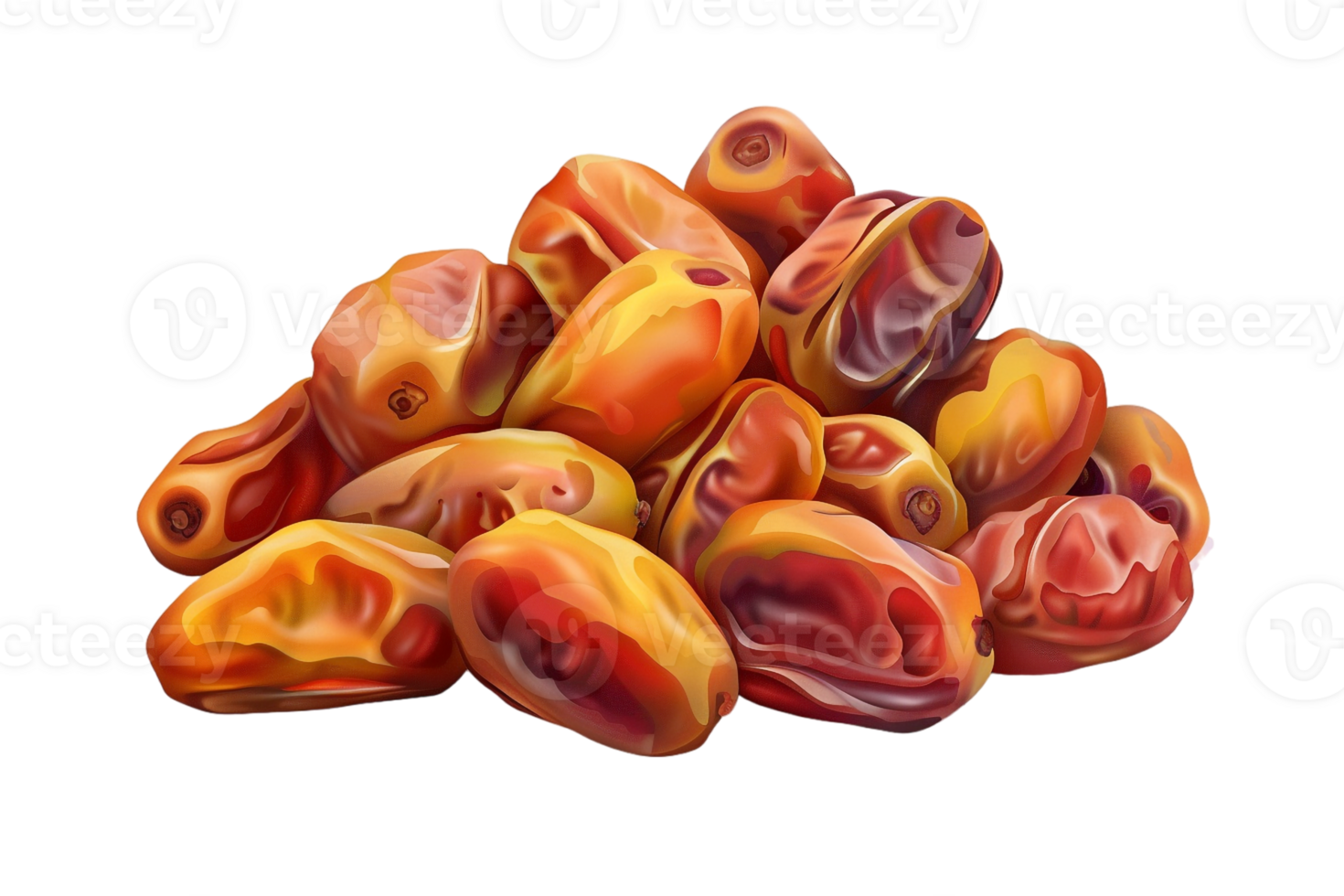 Pile of dates fruit, isolated against a transparent background png