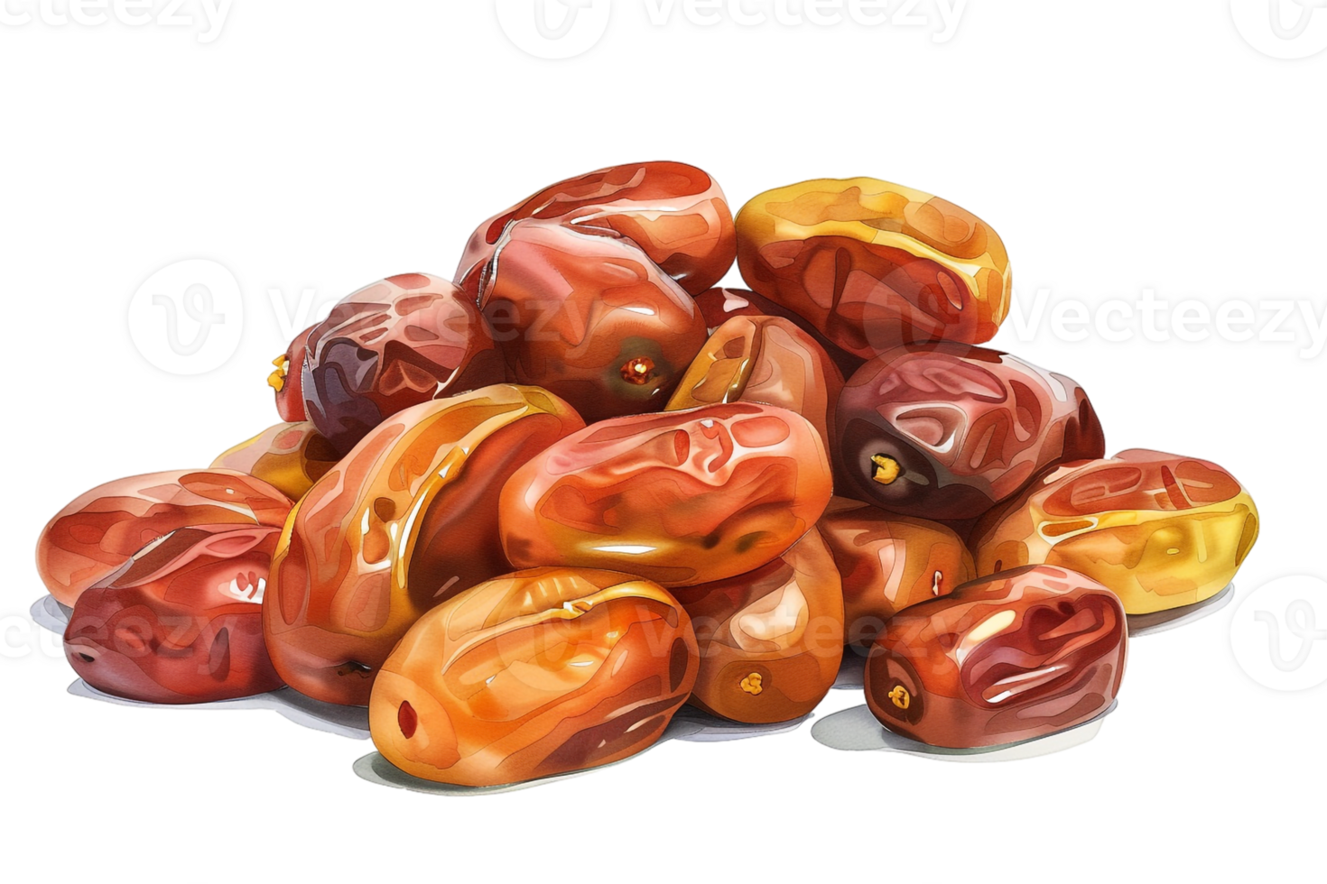 Pile of dates fruit, isolated against a transparent background png