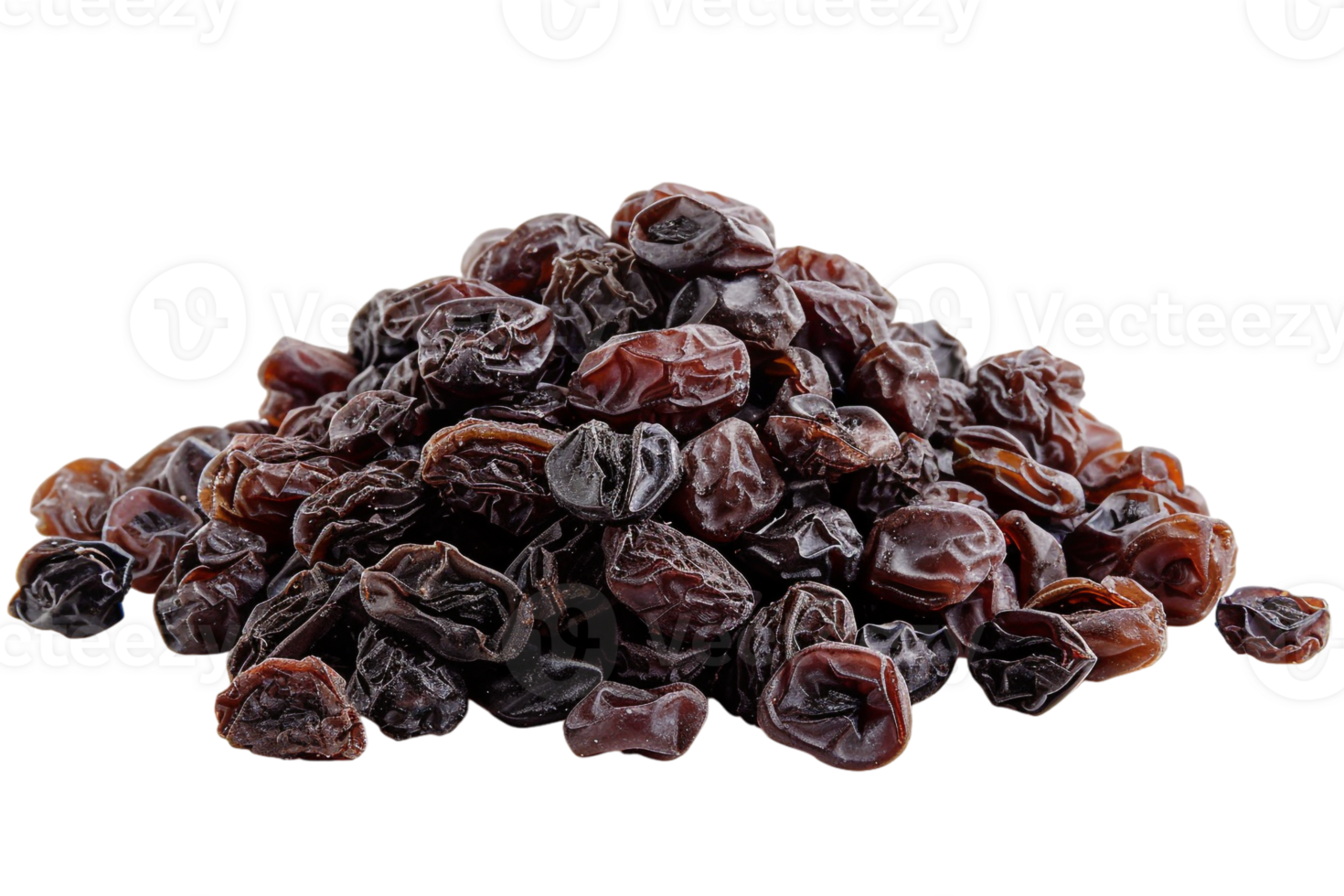 Pile of raisins, isolated against a transparent background png