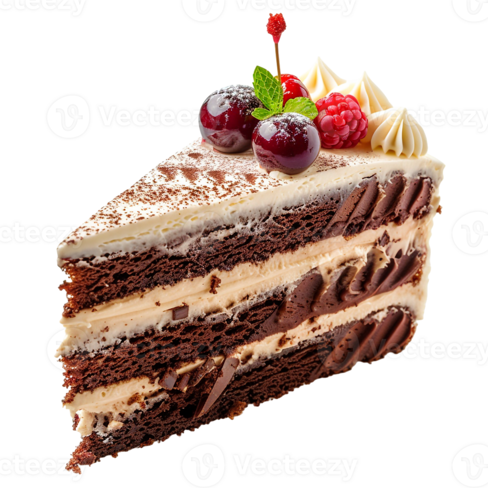 piece of cake with cream, isolated against a transparent background png