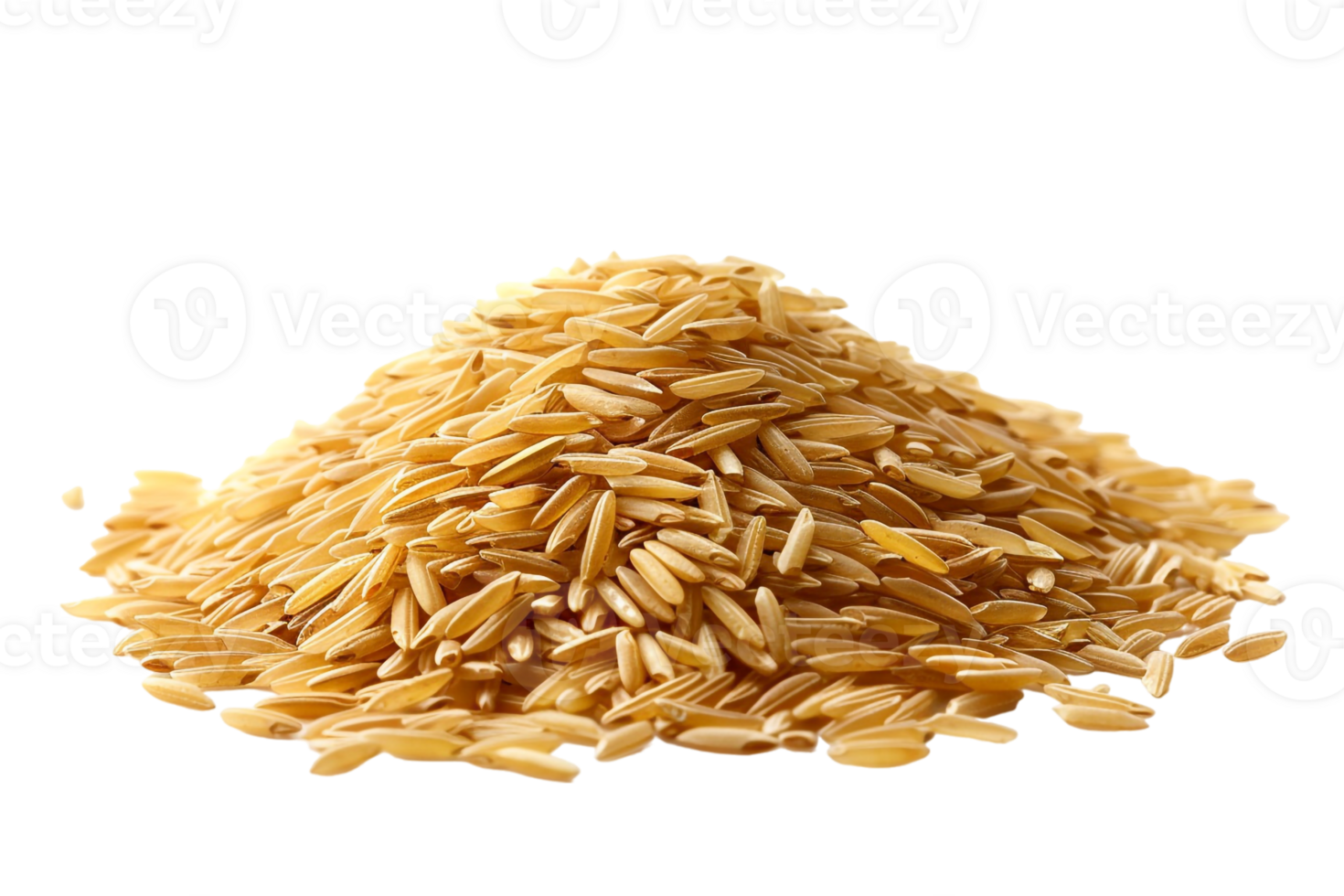 Pile of brown rice grains, isolated against a transparent background png