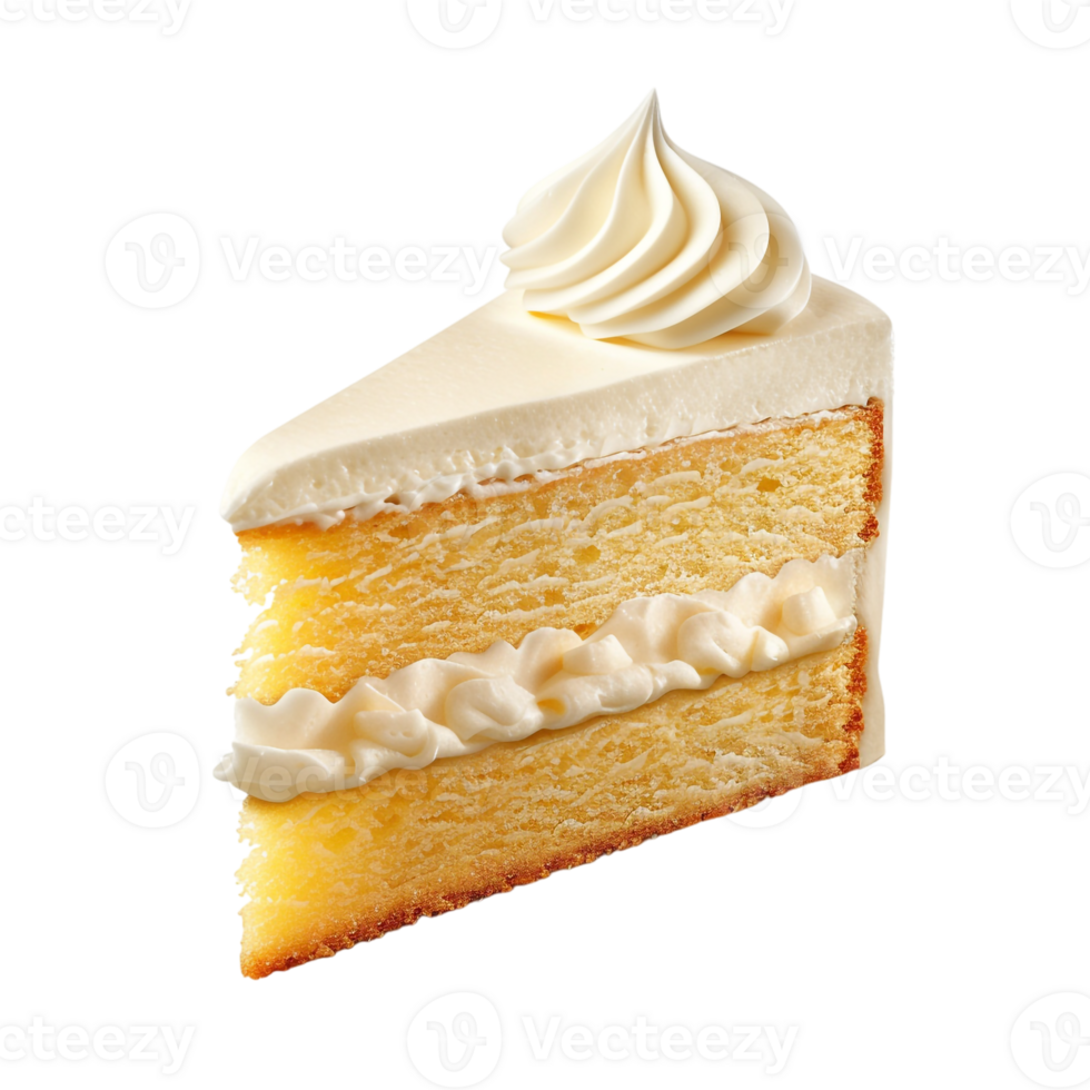 piece of cake with cream, isolated against a transparent background png