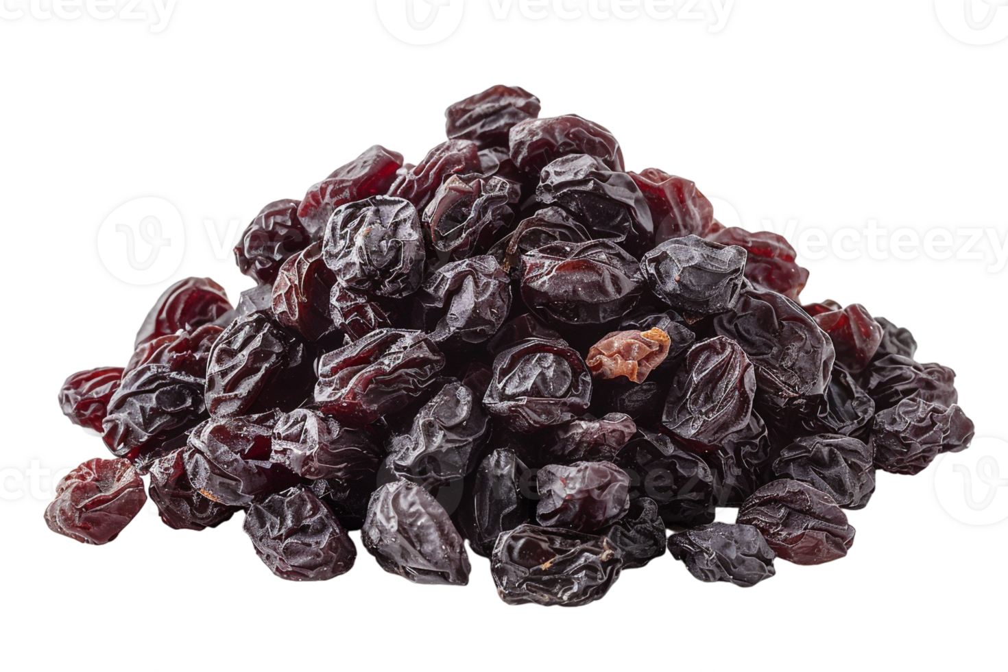 Pile of raisins, isolated against a transparent background png