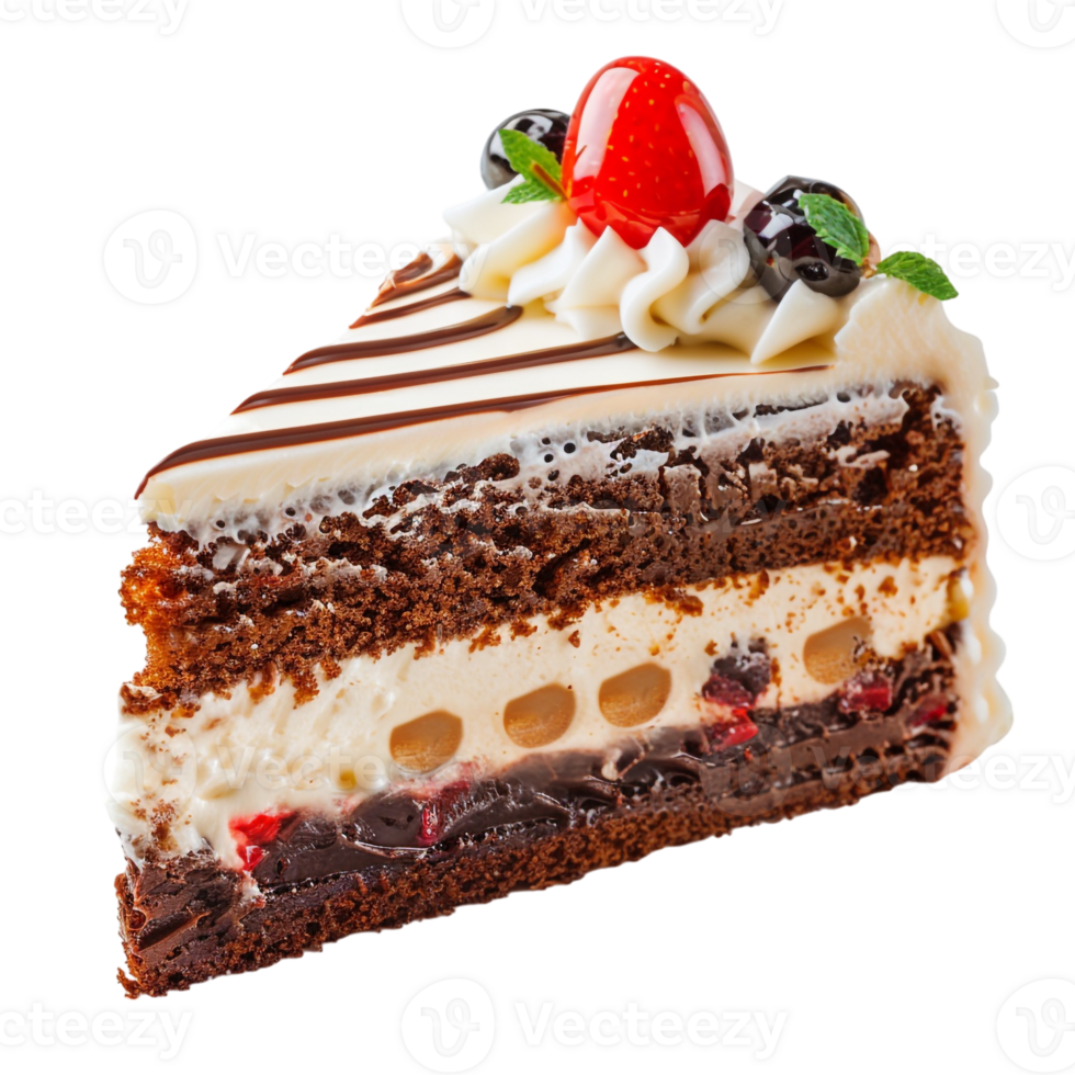 piece of cake with cream, isolated against a transparent background png