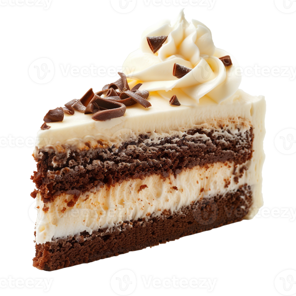 piece of cake with cream, isolated against a transparent background png