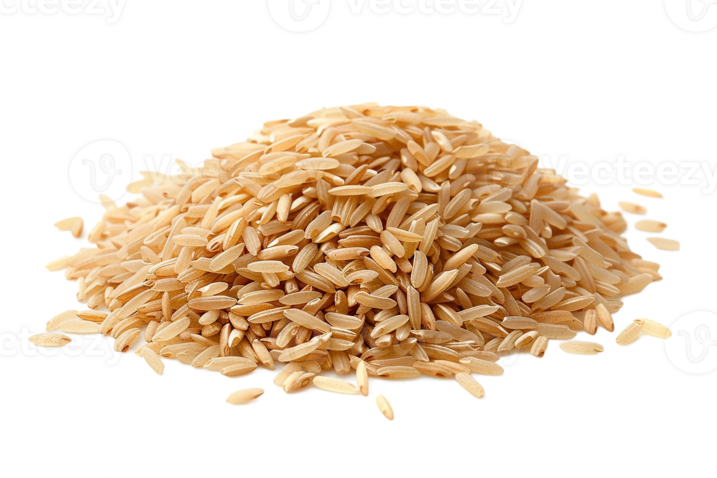 Pile of brown rice grains, isolated against a transparent background png