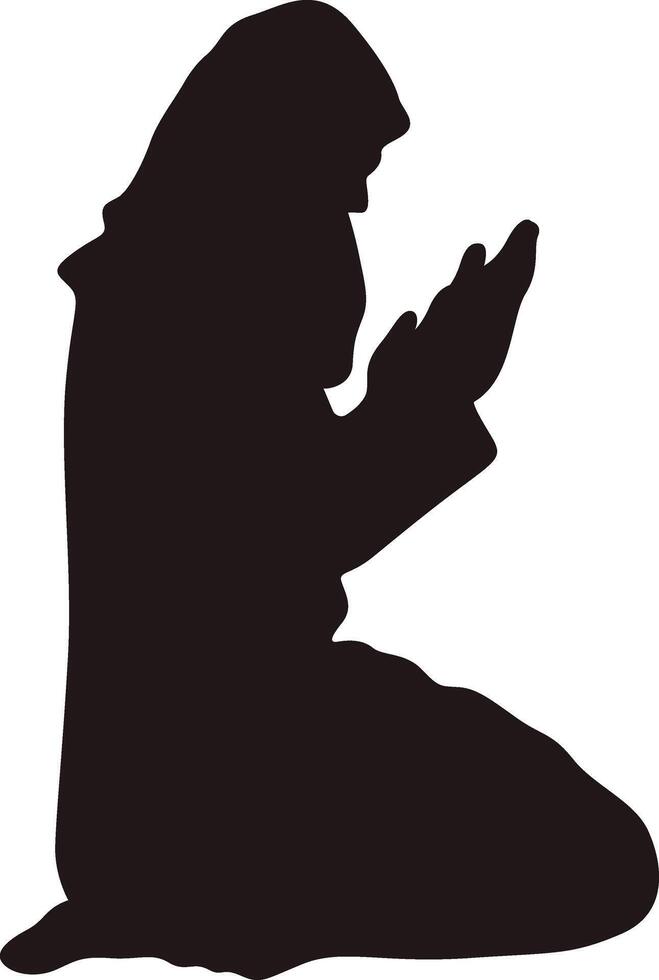 Muslim Prayer Silhouette. Isolated Illustration with Simple Design. vector