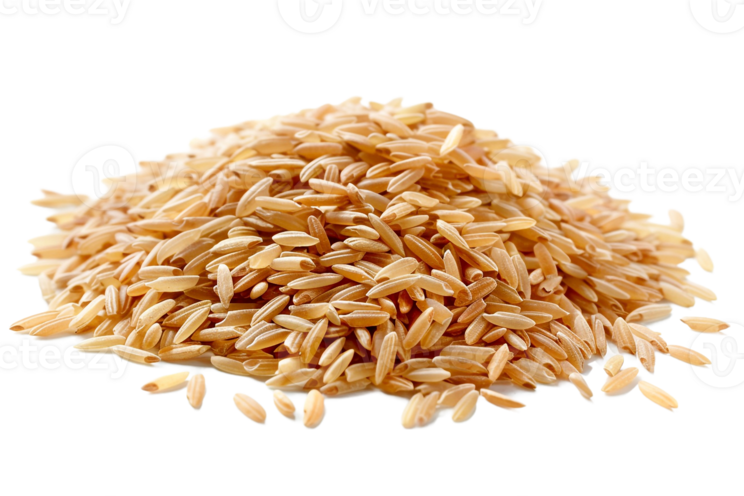 Pile of brown rice grains, isolated against a transparent background png