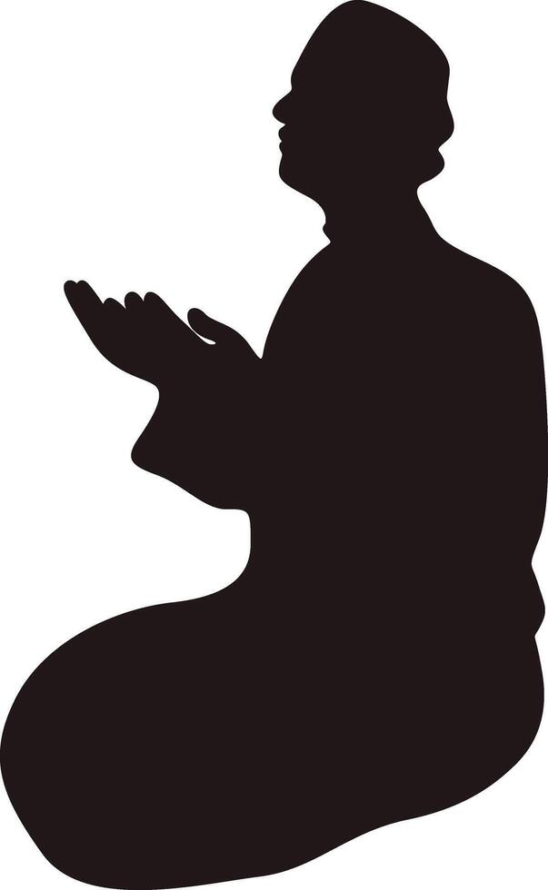 Muslim Prayer Silhouette. Isolated Illustration with Simple Design. vector