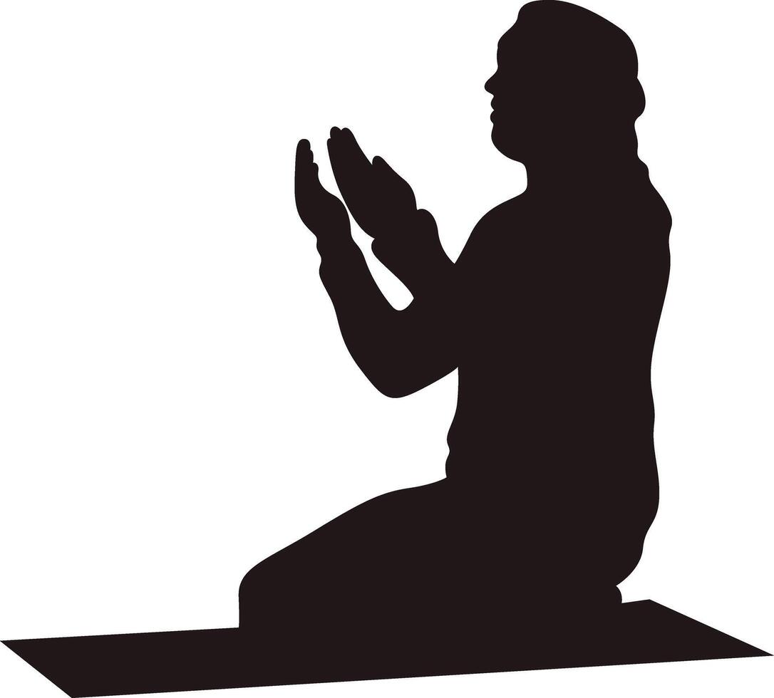 Muslim Prayer Silhouette. Isolated Illustration with Simple Design. vector