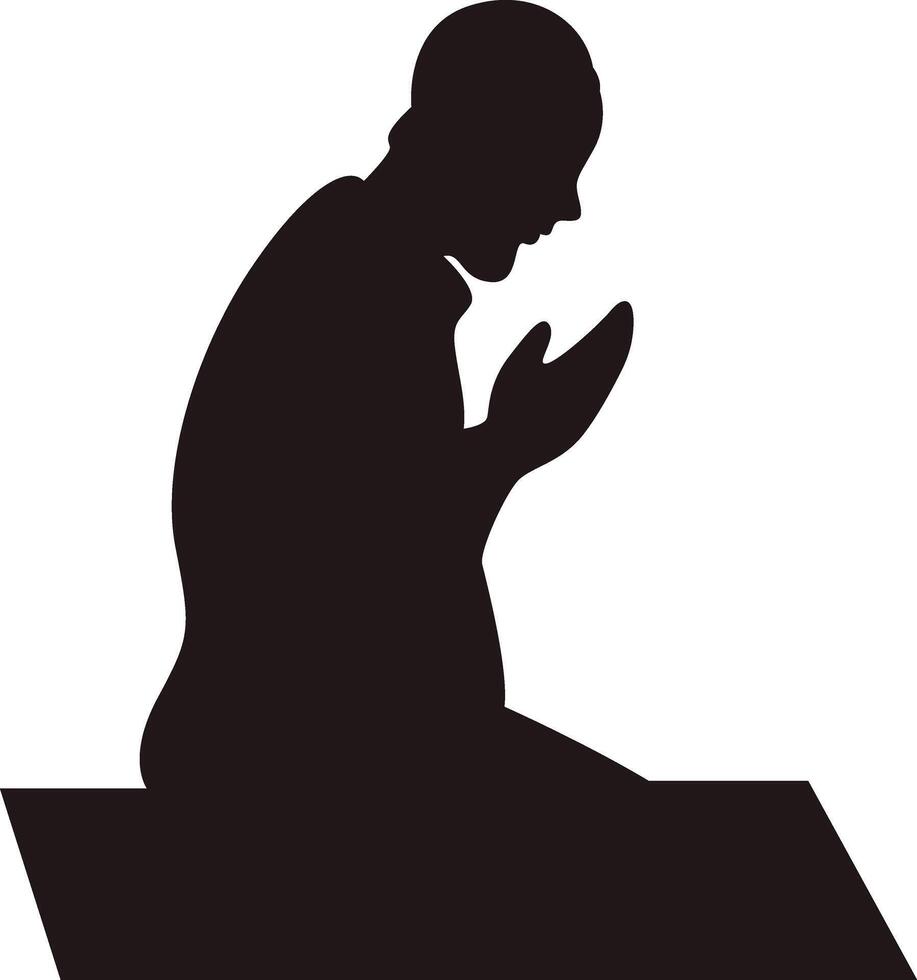 Muslim Prayer Silhouette. Isolated Illustration with Simple Design. vector