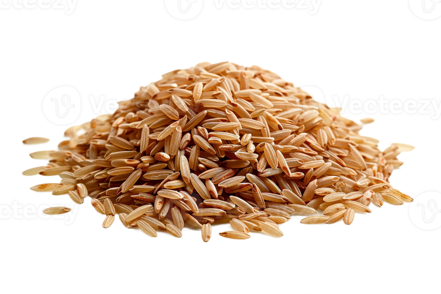 Pile of brown rice grains, isolated against a transparent background png