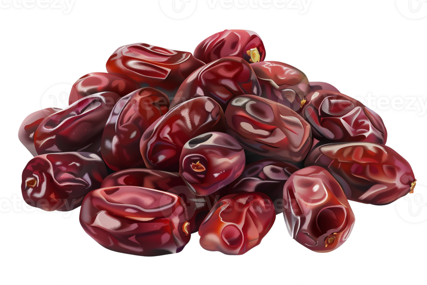 Pile of dates fruit, isolated against a transparent background png