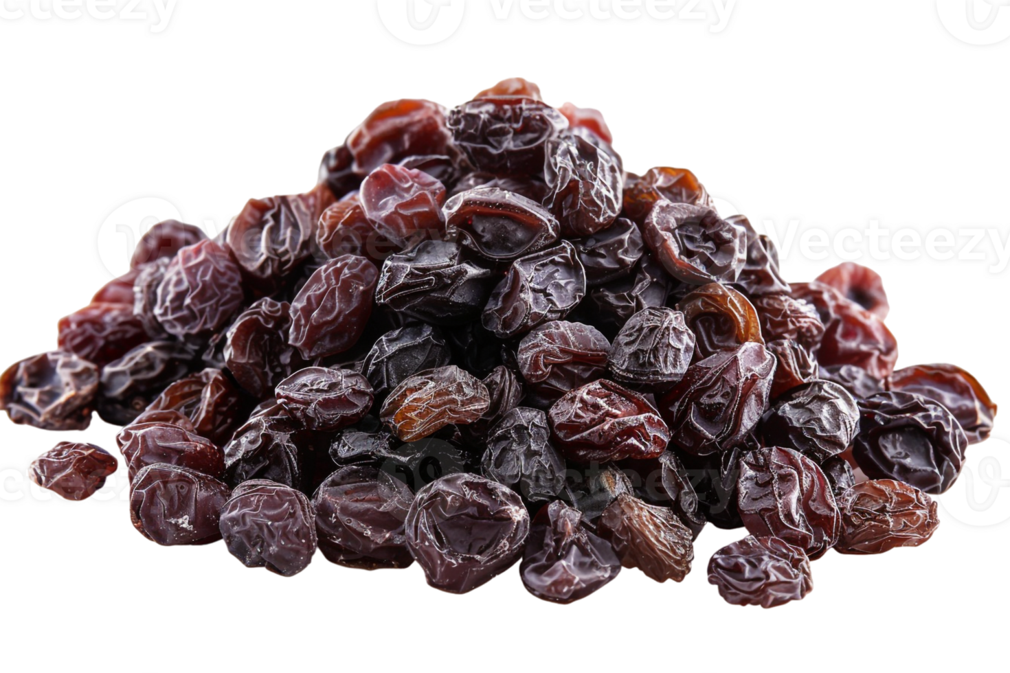 Pile of raisins, isolated against a transparent background png
