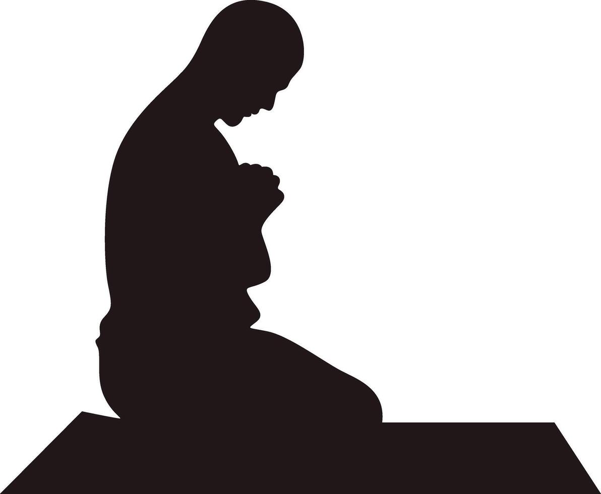 Muslim Prayer Silhouette. Isolated Illustration with Simple Design. vector