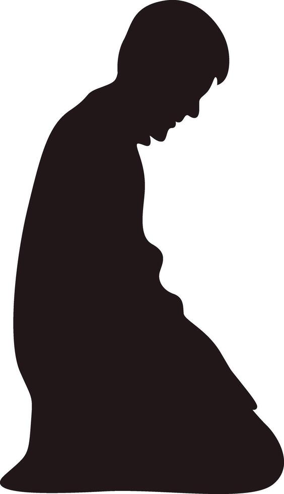 Muslim Prayer Silhouette. Isolated Illustration with Simple Design. vector