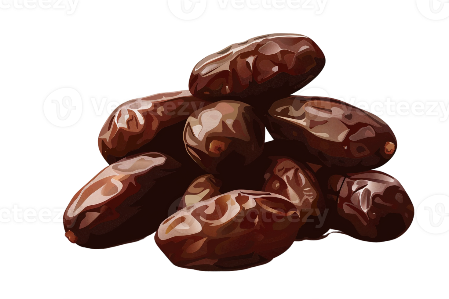 Pile of dates fruit, isolated against a transparent background png