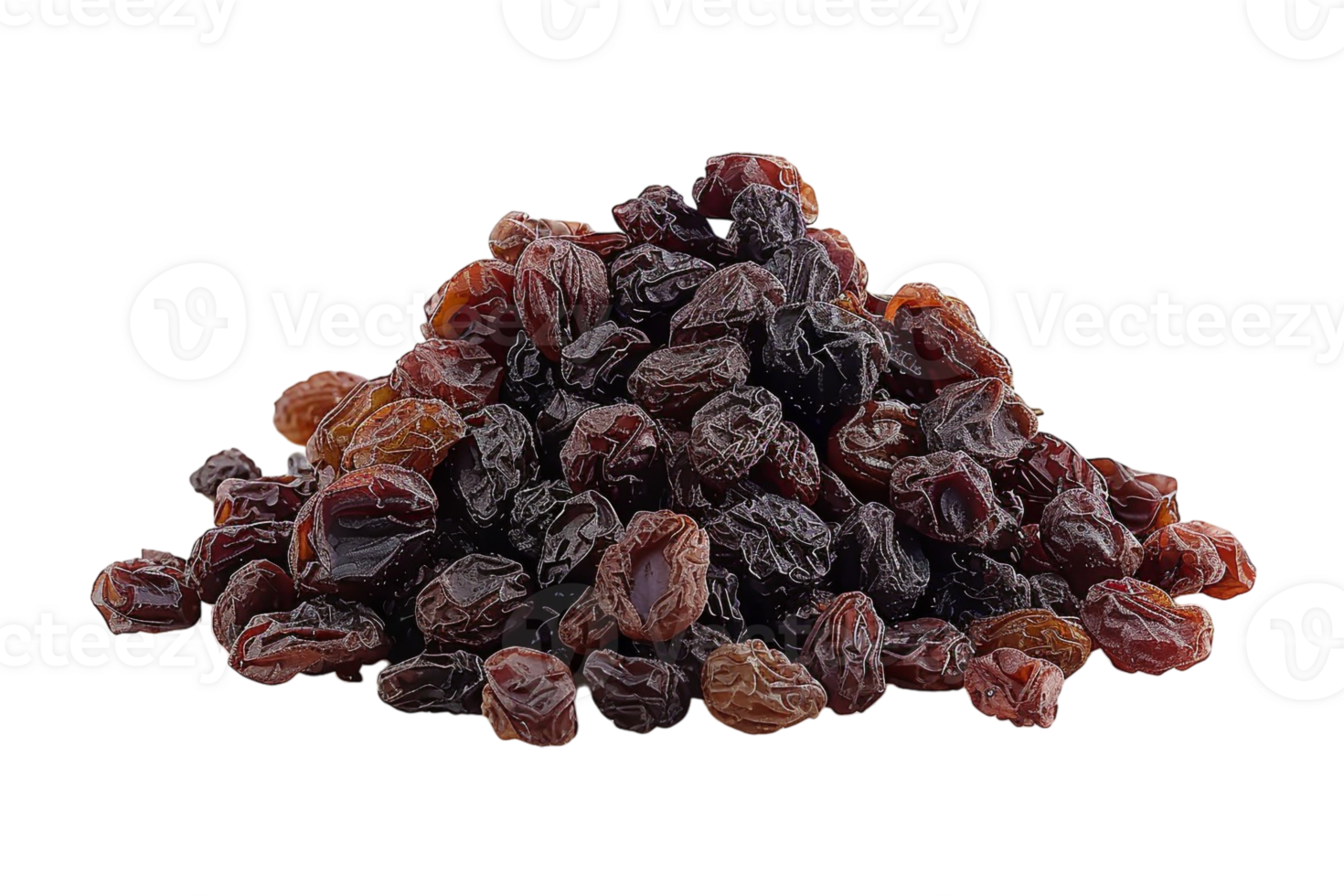 Pile of raisins, isolated against a transparent background png