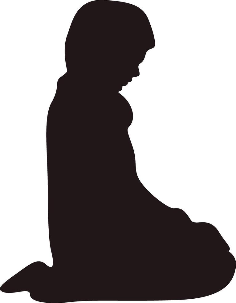 Muslim Prayer Silhouette. Isolated Illustration with Simple Design. vector