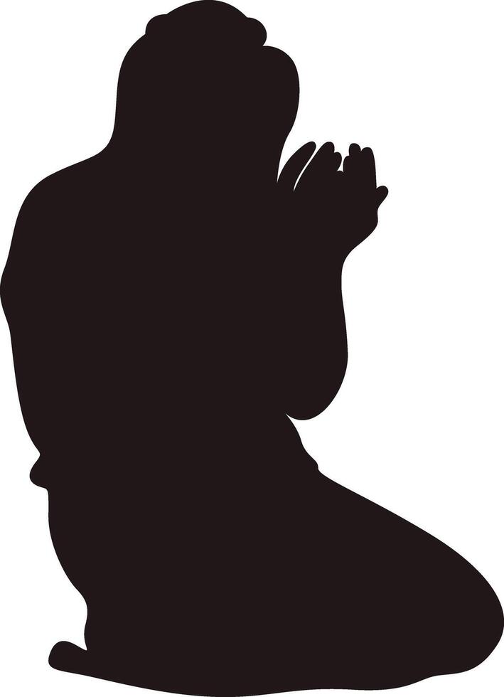 Muslim Prayer Silhouette. Isolated Illustration with Simple Design. vector