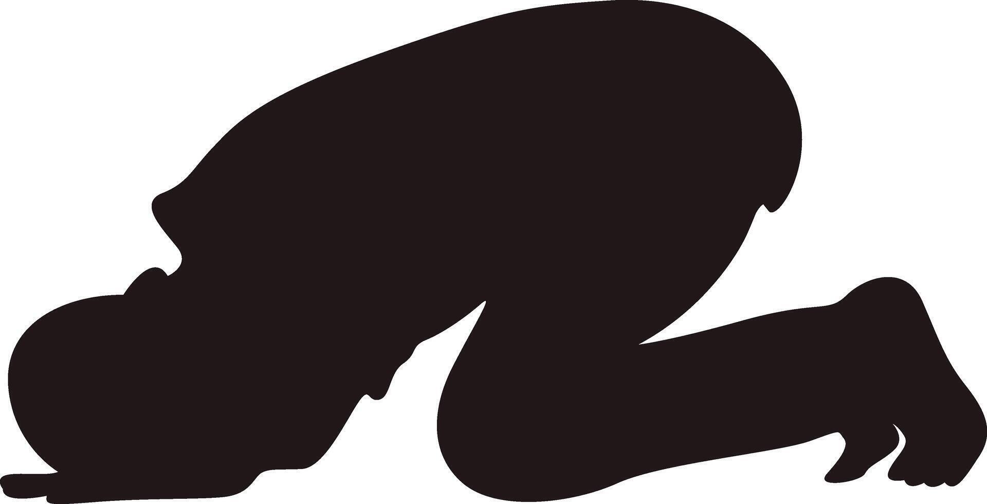 Muslim Prayer Silhouette. Isolated Illustration with Simple Design. vector