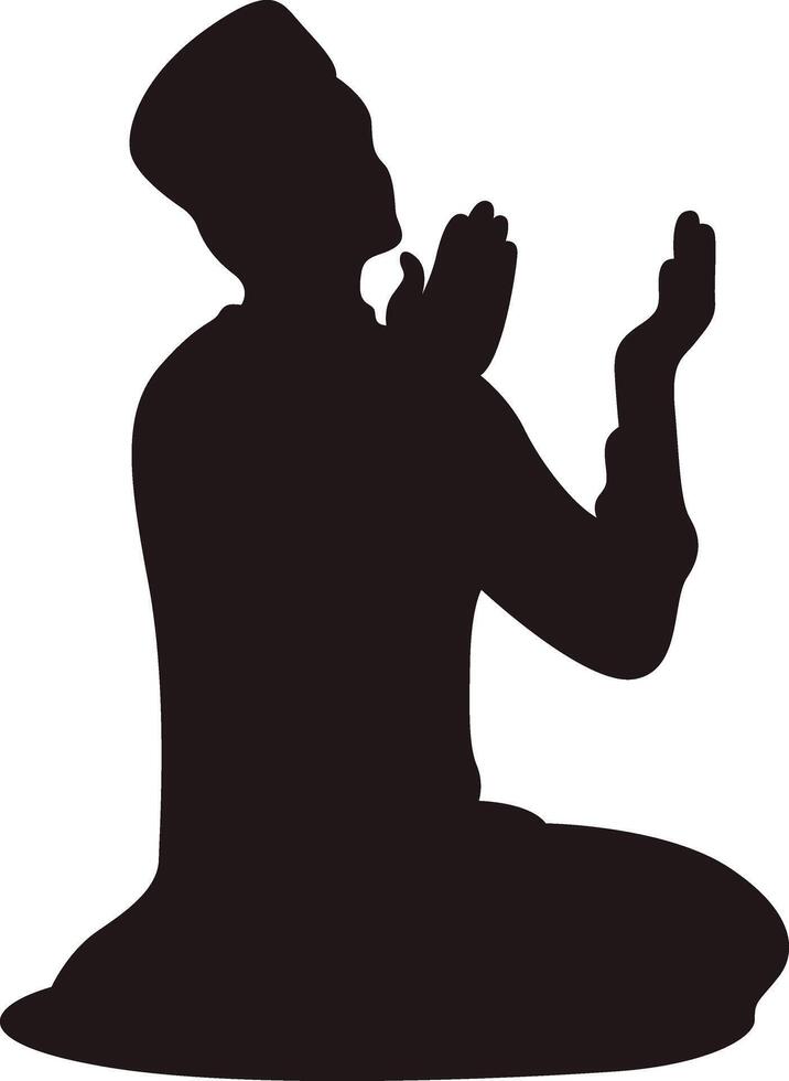 Muslim Prayer Silhouette. Isolated Illustration with Simple Design. vector