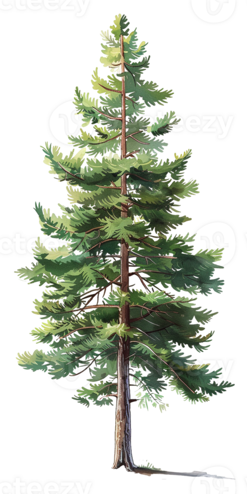 pine tree illustrated in a cartoon style and isolated against a transparent background png