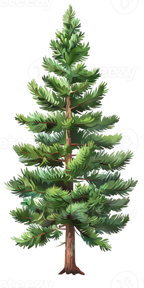 pine tree illustrated in a cartoon style and isolated against a transparent background png