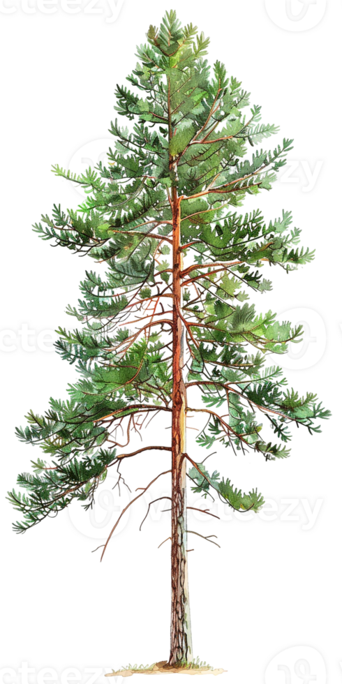 pine tree illustrated in a cartoon style and isolated against a transparent background png