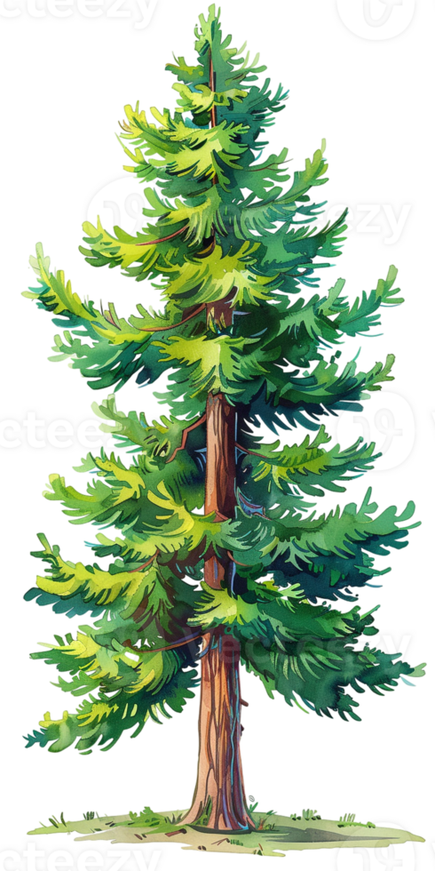 pine tree illustrated in a cartoon style and isolated against a transparent background png