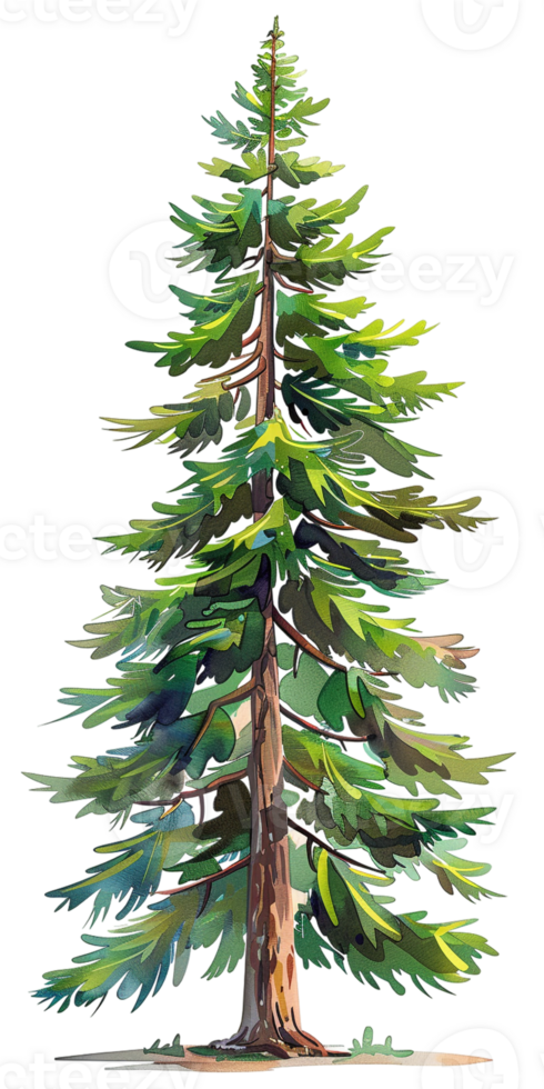 pine tree illustrated in a cartoon style and isolated against a transparent background png