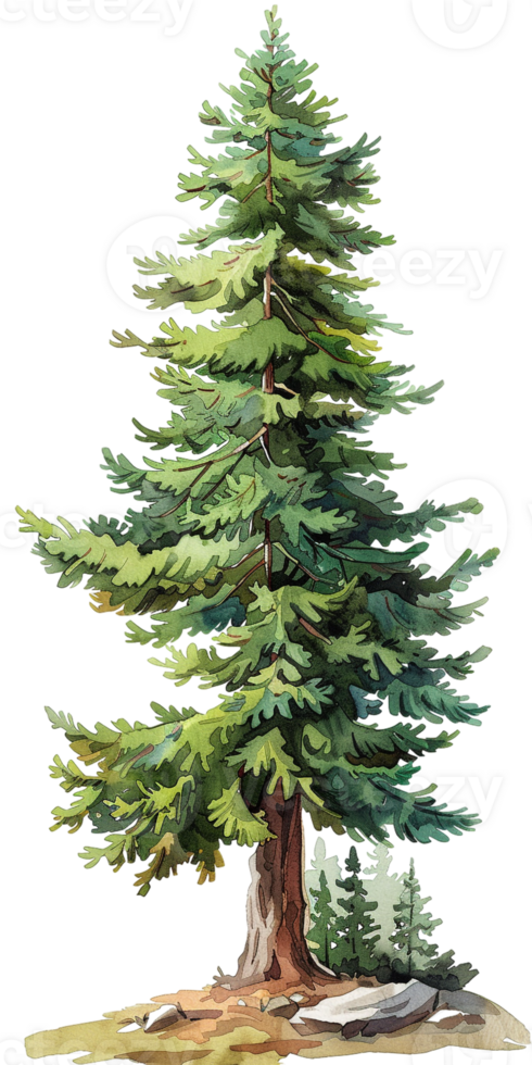 pine tree illustrated in a cartoon style and isolated against a transparent background png
