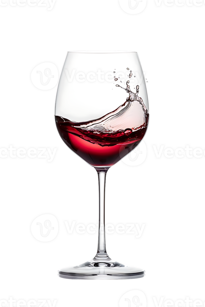 Wine glass with red wine splash, isolated on transparent png