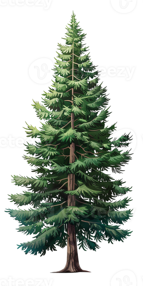 pine tree illustrated in a cartoon style and isolated against a transparent background png